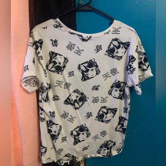 White & black japanese anime girl t-shirt for men and woman - Picture 2 of 2